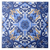 Indigo Azulejo Blue Portugiesische Lissabon-Dekora Fliese (Vorderseite)