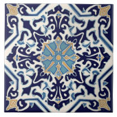 Indigo Azulejo Blue Portugiesische Lissabon-Dekora Fliese (Vorderseite)