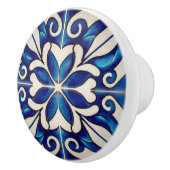 Indigo Azulejo Blue Portugiesische Lissabon-Dekora Keramikknauf (Rechts)