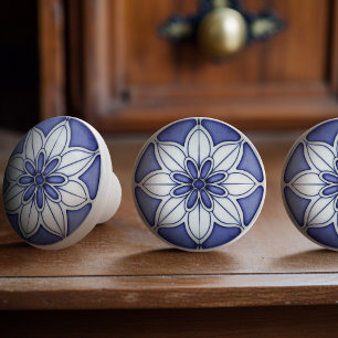 Indigo Azulejo Blue Portugiesische Lissabon-Dekora Keramikknauf
