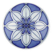 Indigo Azulejo Blue Portugiesische Lissabon-Dekora Keramikknauf (Vorderseite)