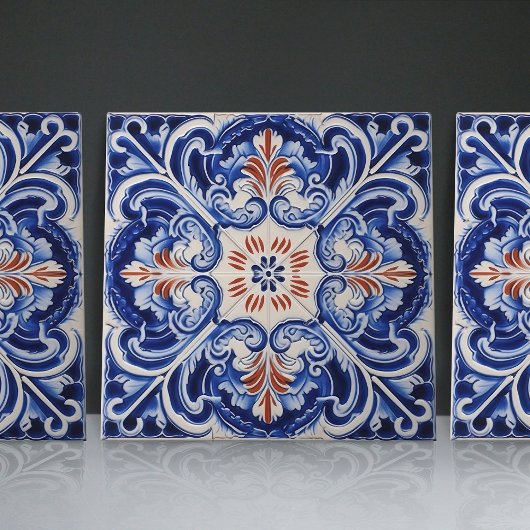 Indigo Azulejo Blue Portugiesischer Duotone Fliese