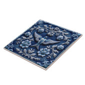 Indigo Azulejo Blue Portuguese Lisbon bird Fliese (Seite)