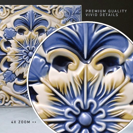 Indigo Azulejo Blue Yellow Portugal Lissabon Fliese