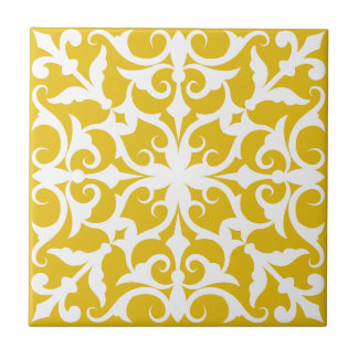 Indigo Azulejo yellow & white Portuguese  Fliese