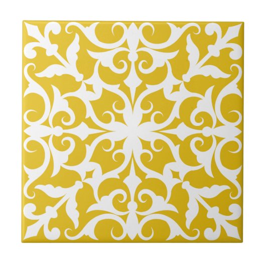 Indigo Azulejo yellow & white Portuguese  Fliese (Vorderseite)