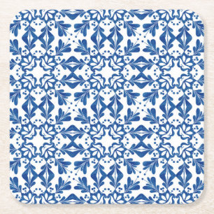 Indigo Azulejos Keramik Decoration Rechteckiger Pappuntersetzer