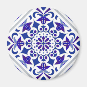 Indigo-Azulejos Portugiesische Blau-Weiß-Fliesen Magnet