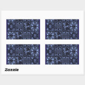 Indigo Batik Quilt - Blau Rechteckiger Aufkleber (Blatt)