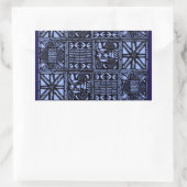 Indigo Batik Quilt - Blau Rechteckiger Aufkleber (Tasche)