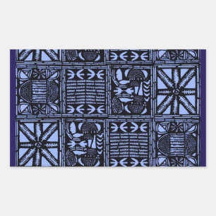 Indigo-Batik-Quilt - Blau Rechteckiger Aufkleber