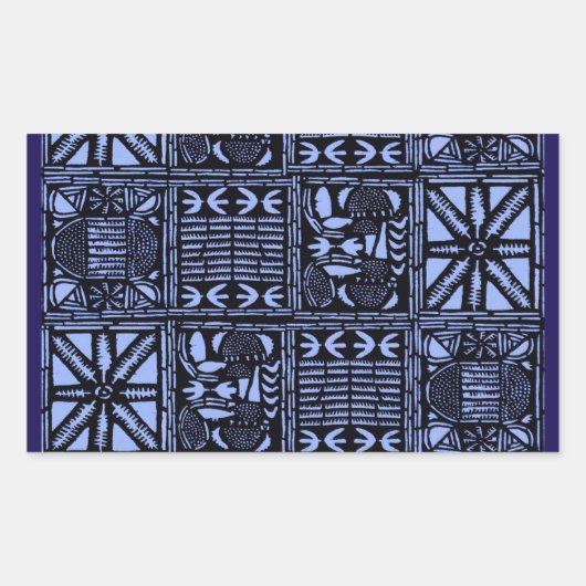 Indigo Batik Quilt - Blau Rechteckiger Aufkleber (Vorderseite)