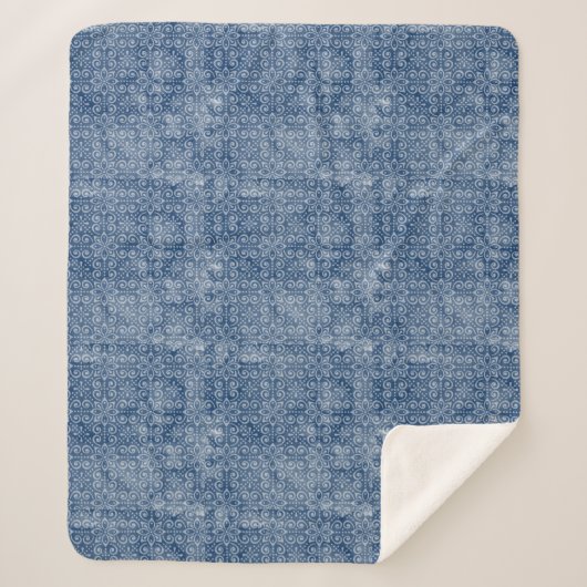Indigo-Batik Sherpa Decke Sherpadecke (Vorderseite)