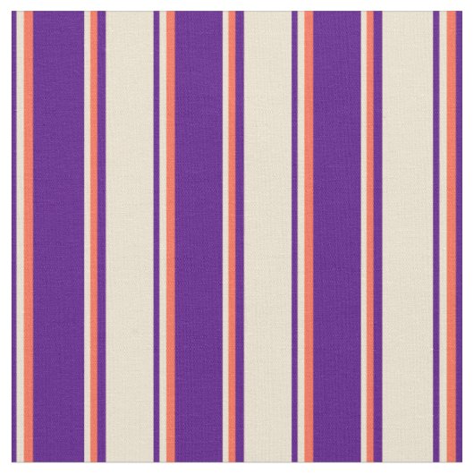 Indigo-, Beige- und Rot-Streifen-Muster Stoff (Nahaufnahme)