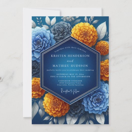 Indigo Bernstein Lebendige Hochzeit Einladung (Vorderseite)