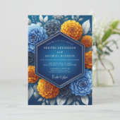 Indigo Bernstein Lebendige Hochzeit Einladung (Stehend Vorderseite)