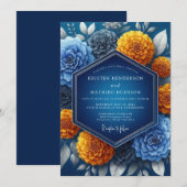 Indigo Bernstein Lebendige Hochzeit Einladung (Vorne/Hinten)