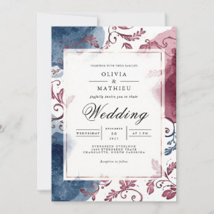 Indigo Berry Floral Blüh Wedding Einladung