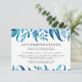 Indigo-Blätter | Hotel Wedding Unterkunft Begleitkarte (Stehend Vorderseite)