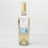 Indigo-Blätter | Personalisierte Hochzeit Flaschenanhänger (Auf Flasche)