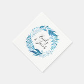 Indigo-Blätter | Personalisierte Hochzeit Serviette (Ecke)