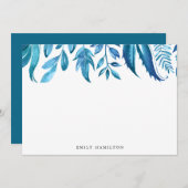 Indigo-Blätter | Personalisierte Stationery Flat C (Vorne/Hinten)