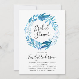 Indigo-Blätter | Wreath Bridal Dusche Einladung