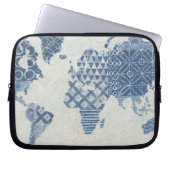 Indigo-Blau-Batik-Karte der Welt Laptopschutzhülle (Vorderseite)