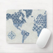 Indigo-Blau-Batik-Karte der Welt Mousepad (Mit Mouse)