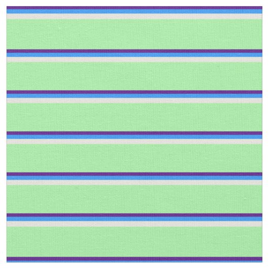 Indigo, Blau, Beige und Grünes Muster Stoff (Nahaufnahme)