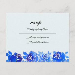 Indigo-Blau Blumen-UAWG Einladungs-Karte RSVP Karte