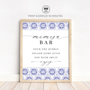 Indigo Blau Boho Mimosa Bar Schild