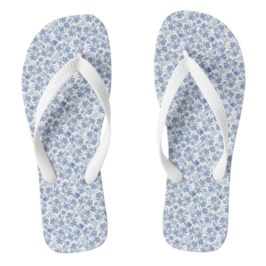 Indigo-Blau-ethnischer Blumendruck drehen Badesandalen (Fußbett)