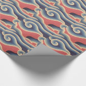 Indigo-Blau-korallenrote Japaner-Welle Geschenkpapier (Ecke)