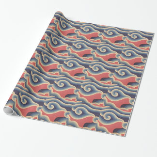 Indigo-Blau-korallenrote Japaner-Welle Geschenkpapier