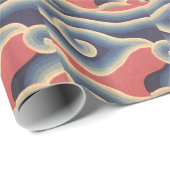 Indigo-Blau-korallenrote Japaner-Welle Geschenkpapier (Rolleneckpunkt)