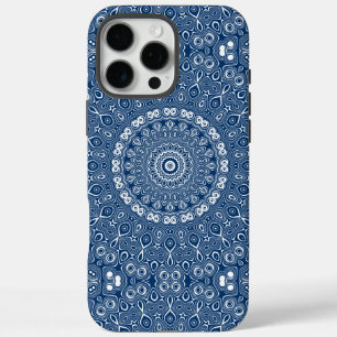 Indigo Blau Mandala Muster iPhone 16 Pro Max Hülle