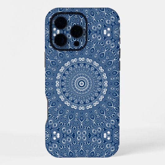 Indigo Blau Mandala Muster iPhone Hülle (Rückseite)