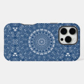 Indigo Blau Mandala Muster iPhone Hülle (Rückseite (Horizontal))
