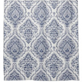 Indigo Blau Medaillon Duschvorhang (Vorderseite)