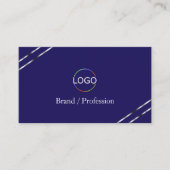Indigo Blau mit Silberlinien-Logo und QR-Code Visitenkarte (Vorderseite)