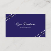Indigo Blau mit Silberlinien und QR-Code Elegant Visitenkarte (Vorderseite)