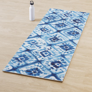 Indigo-Blau-Muster Shibori-Tie-Dye-Abstrakt Yogamatte