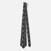 Indigo-Blau Sashiko- & Kasuri-Patchwork Krawatte (Vorderseite)
