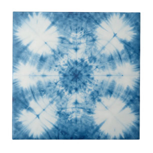 Indigo Blau Shibori Tie Dye Muster Fliese