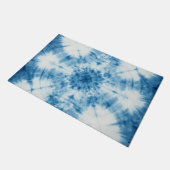 Indigo Blau Shibori Tie Dye Muster Fußmatte (Schrägansicht)