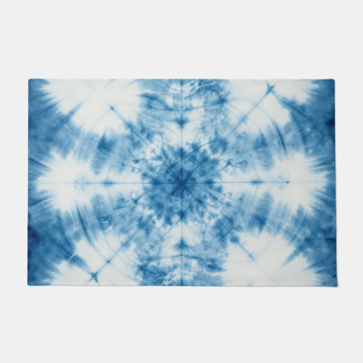 Indigo Blau Shibori Tie Dye Muster Fußmatte (Vorderseite)