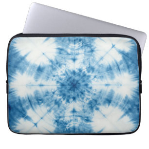 Indigo Blau Shibori Tie Dye Muster Laptopschutzhülle