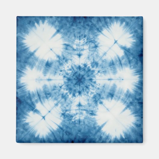 Indigo Blau Shibori Tie Dye Muster Magnet (Vorne)