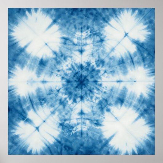 Indigo Blau Shibori Tie Dye Muster Poster (Vorne)